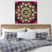 Hot Pink+Gold Om Mandala New Age Wrapped Canvas Leinwanddruck (Insitu (Schlafzimmer))