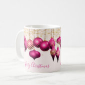 Hot Pink Gold Ornamente Frohe Weihnachten Kaffeetasse (Vorderseite Links)