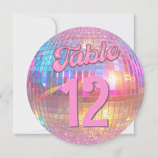 Hot Pink Gold Retro Disco Ball Runde Tischnummer (Vorderseite)