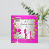 Hot Pink Gold Silver Women's Birthday Party Einladung (Stehend Vorderseite)