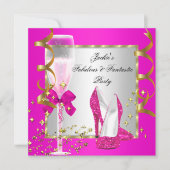 Hot Pink Gold Silver Women's Birthday Party Einladung (Vorderseite)