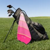 Hot Pink & Gold Strip Ombre Golf Handtuch (Gras)