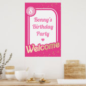 Hot Pink Gold Willkommenszeichen Poster (Küche)