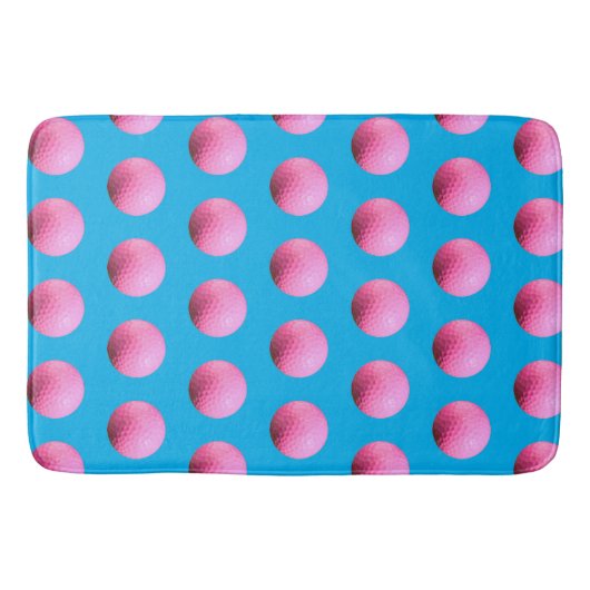 Hot Pink Golf Ball Muster Blauer Bademantel Badematte (Vorderseite)