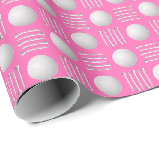 Hot Pink Golf Ball und T-Shirt Geschenk Geschenkpapier (Rolleneckpunkt)