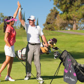 Hot Pink Golf Club White Bows Custom Birthday Golfhandtuch