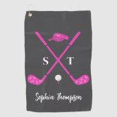 Hot Pink Golf Club White Bows Custom Birthday Golfhandtuch (Vorderseite)