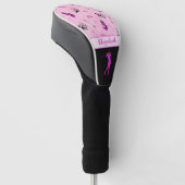 Hot-Pink-Golf-Muster individuelle Name Golf Headcover (angewinkelt)