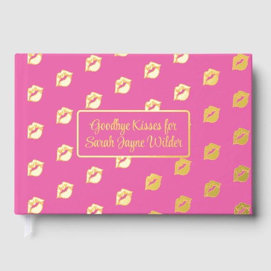 Hot Pink Goodbye Kisses Foil Gästebuch (Vorderseite)