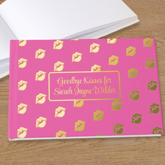 Hot Pink Goodbye Kisses Foil Gästebuch
