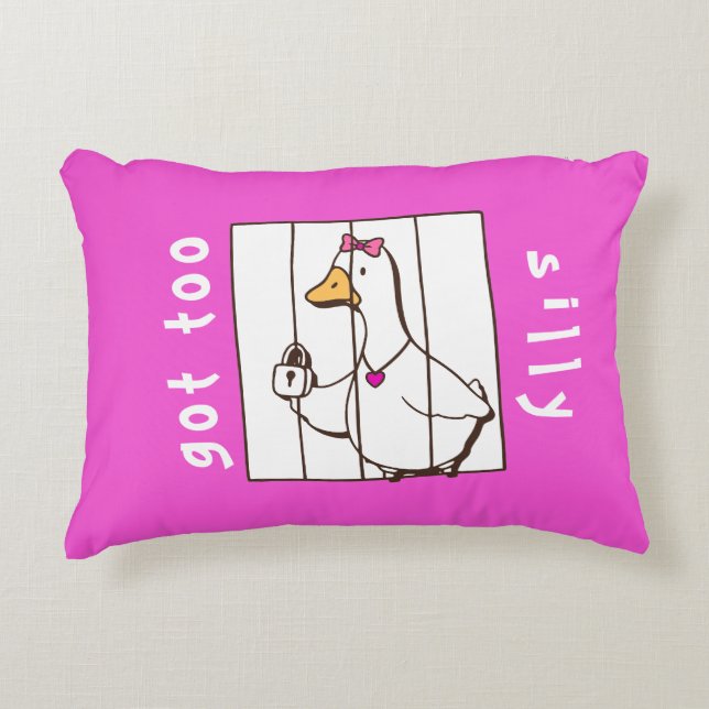 Hot Pink Got too Silly Funny Goose Dekokissen (Vorderseite)