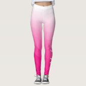 Hot Pink Gradient Geometric Mesh Pattern Ihr Name Leggings (Vorderseite)