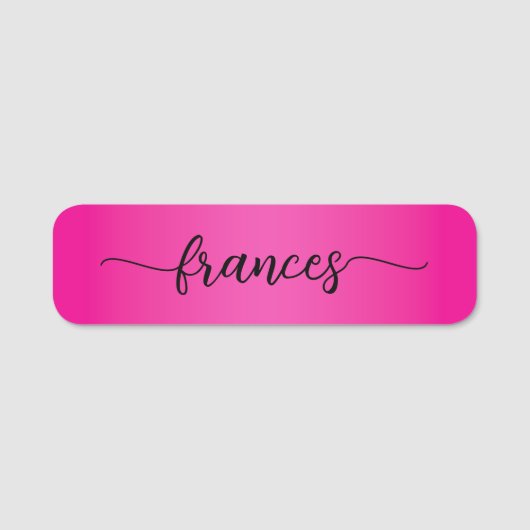 Hot Pink Gradient Handgeschriebenes Script Namensschild (Vorderseite)