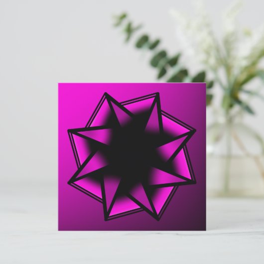 Hot Pink Gradient Star Bow Karte (Stehend Vorderseite)