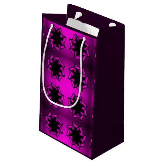 Hot Pink Gradient Star Bow Kleine Geschenktüte (Rückseite Schrägansicht)