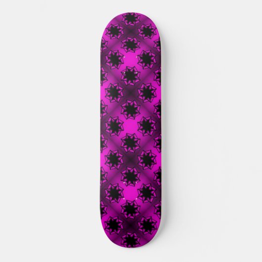 Hot Pink Gradient Star Bow Skateboard (Vorderseite)
