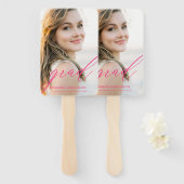 Hot Pink Graduate Modernes Skript Minimalistisches Fächer (Vorne und Hinten)