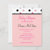 Hot Pink, Grau, Light Pink und Black Polka Punkte Einladung (Rückseite)