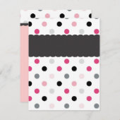 Hot Pink, Grau, Light Pink und Black Polka Punkte Einladung (Vorne/Hinten)