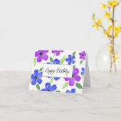 Hot Pink Grau Wasserfarbe Fünf Petal Blumenmotiv Karte (Gelbe Blume)