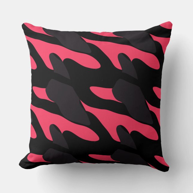 Hot pink, gray and black Camo abstract Kissen (Vorderseite)