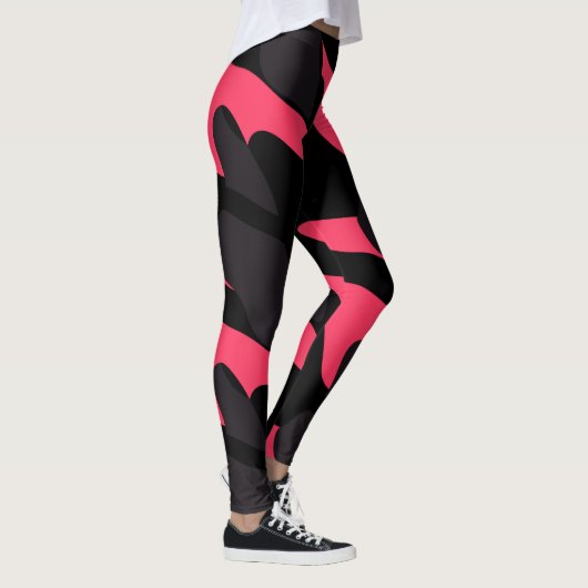 Hot pink, gray and black Camo abstract Leggings (Rechts)
