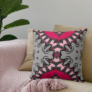 Hot Pink & Gray Chic Modern Stylish Geometric Kissen