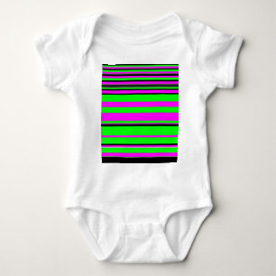Hot Pink Green Black Colorful Stripe Muster Baby Strampler