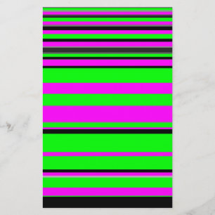 Hot Pink Green Black Colorful Stripe Muster Briefpapier