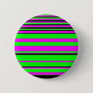 Hot Pink Green Black Colorful Stripe Muster Button