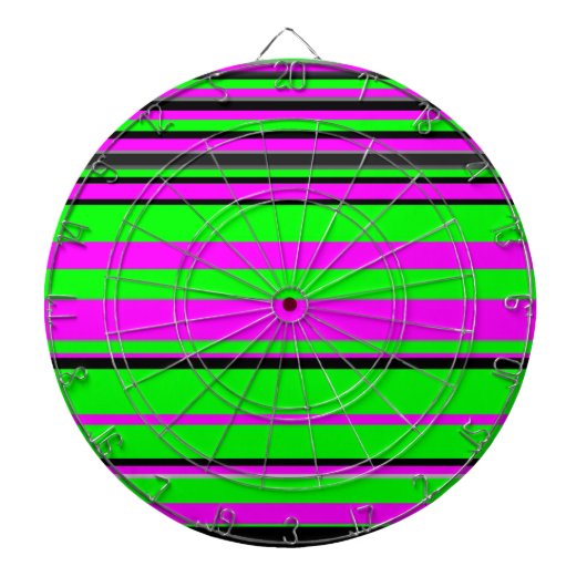 Hot Pink Green Black Colorful Stripe Muster Dartscheibe (vorne)