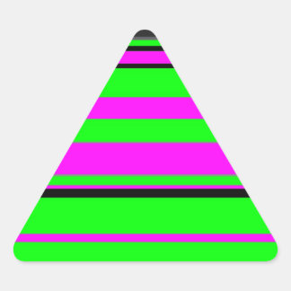 Hot Pink Green Black Colorful Stripe Muster Dreieckiger Aufkleber