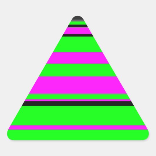 Hot Pink Green Black Colorful Stripe Muster Dreieckiger Aufkleber (Vorderseite)