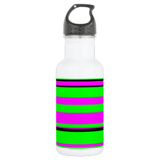 Hot Pink Green Black Colorful Stripe Muster Edelstahlflasche