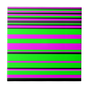 Hot Pink Green Black Colorful Stripe Muster Fliese