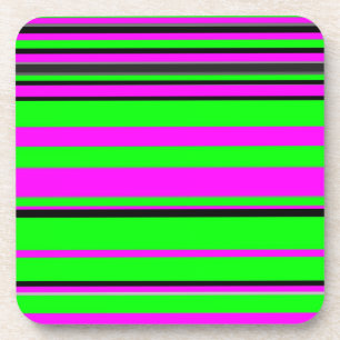 Hot Pink Green Black Colorful Stripe Muster Getränkeuntersetzer