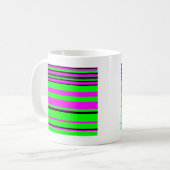 Hot Pink Green Black Colorful Stripe Muster Kaffeetasse (Vorderseite Links)