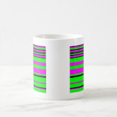 Hot Pink Green Black Colorful Stripe Muster Kaffeetasse (Mittel)