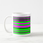 Hot Pink Green Black Colorful Stripe Muster Kaffeetasse (Links)