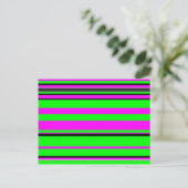 Hot Pink Green Black Colorful Stripe Muster Postkarte (Stehend Vorderseite)