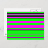 Hot Pink Green Black Colorful Stripe Muster Postkarte (Vorne/Hinten)