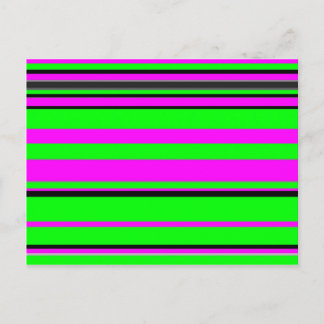 Hot Pink Green Black Colorful Stripe Muster Postkarte