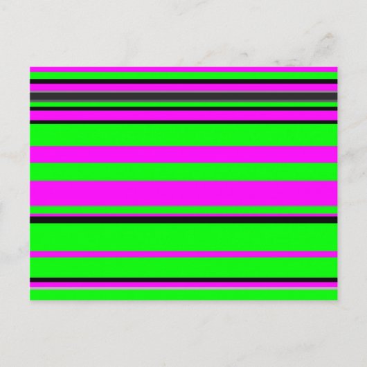 Hot Pink Green Black Colorful Stripe Muster Postkarte (Vorderseite)