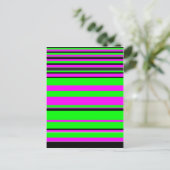 Hot Pink Green Black Colorful Stripe Muster Postkarte (Stehend Vorderseite)