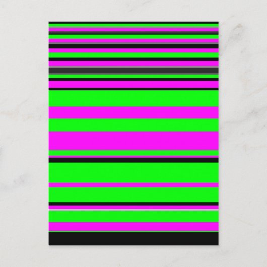 Hot Pink Green Black Colorful Stripe Muster Postkarte (Vorderseite)