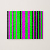 Hot Pink Green Black Colorful Stripe Muster Puzzle (Horizontal)