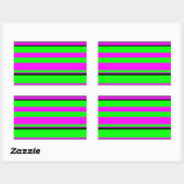 Hot Pink Green Black Colorful Stripe Muster Rechteckiger Aufkleber (Blatt)