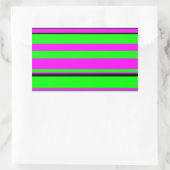 Hot Pink Green Black Colorful Stripe Muster Rechteckiger Aufkleber (Tasche)