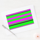 Hot Pink Green Black Colorful Stripe Muster Rechteckiger Aufkleber (Umschlag)