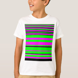 Hot Pink Green Black Colorful Stripe Muster T-Shirt
